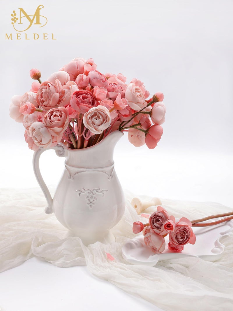 Meldel 32Pcs Ranunculus Artificial Flower, Faux Dusty Rose Ranunculus Flowers for DIY Bouquet, Mini Roses Bulk Fake Peony Wedding Filler Flowers for Centerpieces Arrangements Bridal Shower Decorations - Image 4