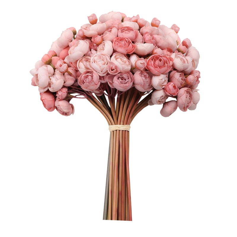 Meldel 32Pcs Ranunculus Artificial Flower, Faux Dusty Rose Ranunculus Flowers for DIY Bouquet, Mini Roses Bulk Fake Peony Wedding Filler Flowers for Centerpieces Arrangements Bridal Shower Decorations - Image 1