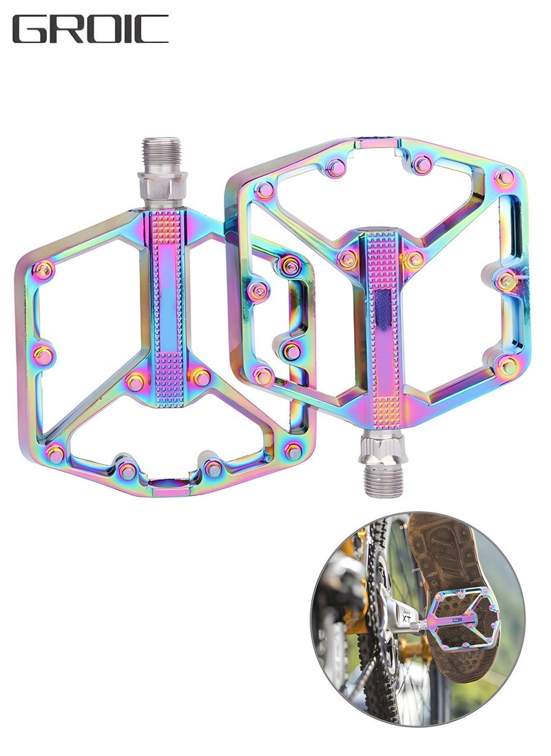 GROIC Mountain Bike Pedals MTB Bicycle Flat Aluminum Bearing Lightweight Platform for Road BMX  - Image 1