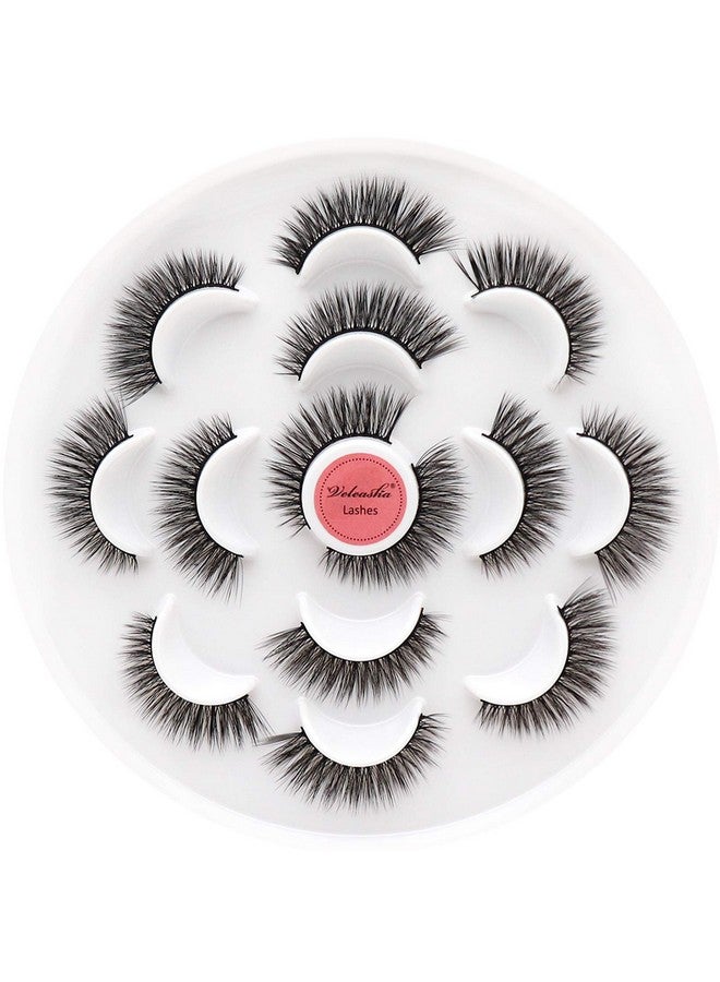 Veleasha 5D Faux Mink Lashes Handmade Luxurious Volume Fluffy Natural False Eyelashes 7 Pairs (Wing) - Image 1