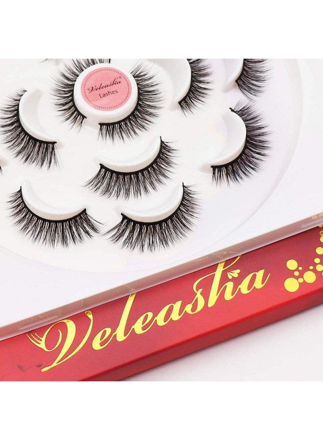 Veleasha 5D Faux Mink Lashes Handmade Luxurious Volume Fluffy Natural False Eyelashes 7 Pairs (Wing) - Image 5