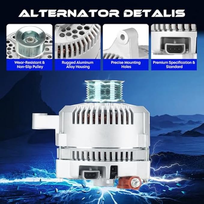 SEHNSUCHT Alternator Replacement New Fit for E-150 Econoline/Econoline Club Wagon 1997-2001, for E-250 Econoline/E-350 Econoline Club Wagon 1997-2001, for E-350 Econoline 1997-1998, for Expedition 1997-2001 - Image 2