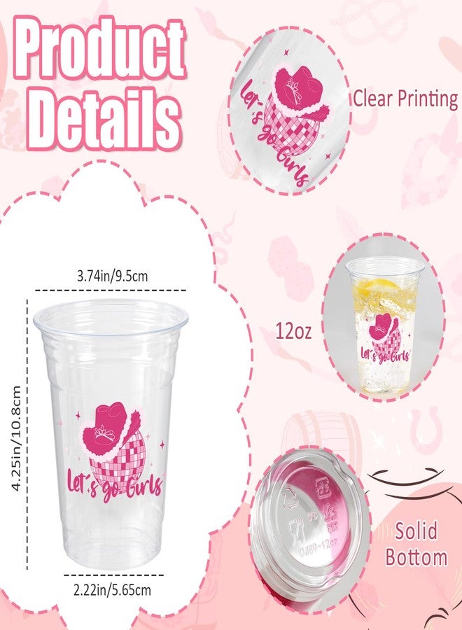 CUPLOOV 50 Pcs Western Cowgirl Plastic Cups, 12 Oz Pink Disco Cowgirl Plastic Clear Disposable Drinking Cups for Western Party Decoration Cowgirl Birthday Wedding Party Supplies - Image 4