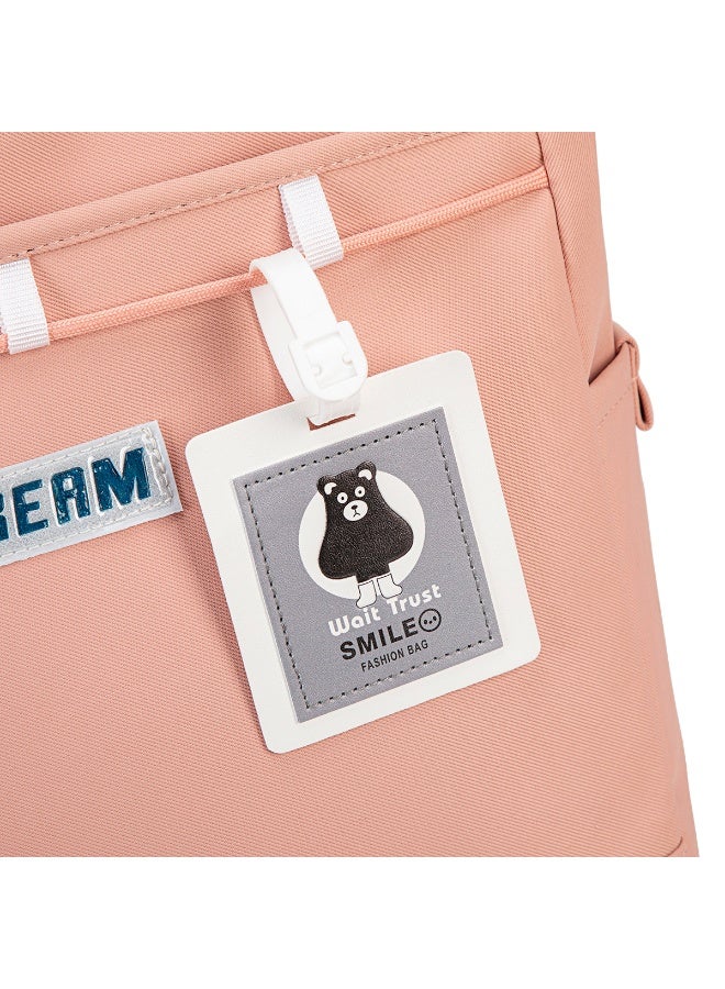 Dream School Bag M23 Aesthetic Pink School Tote Bag with Crossbody Strap & Bear Charm - Large Capacity, Waterproof Shoulder Bag for College Students & Travel - Image 4