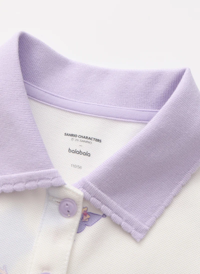 Balabala white with purple and pink print Kids Girls Knitted one-piece dress for Women | Best Price UAE