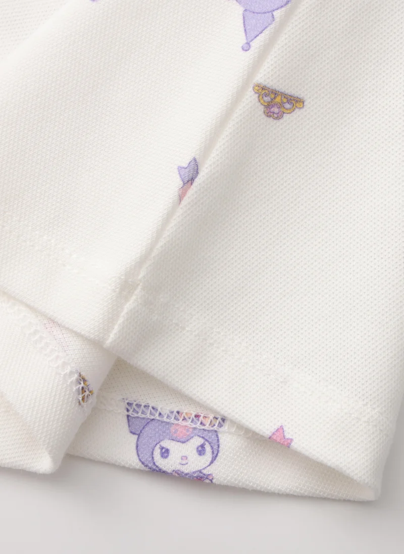 Balabala white with purple and pink print Kids Girls Knitted one-piece dress for Women | Best Price UAE