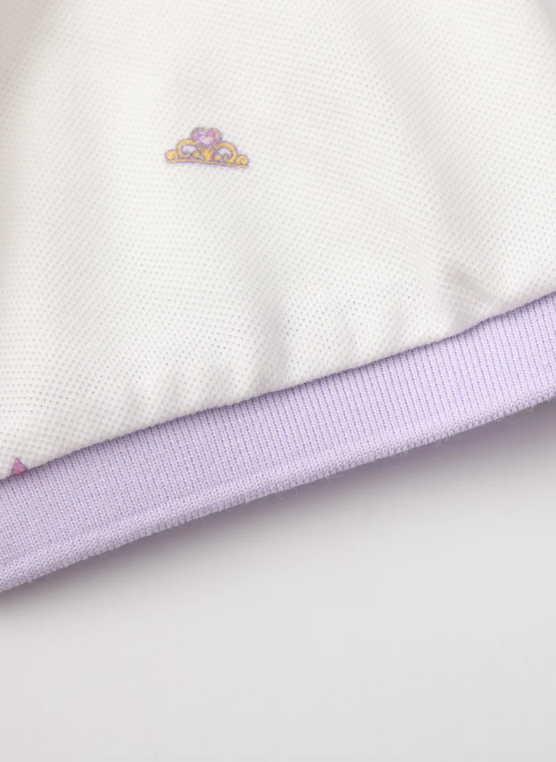 Balabala white with purple and pink print Kids Girls Knitted one-piece dress for Women | Best Price UAE