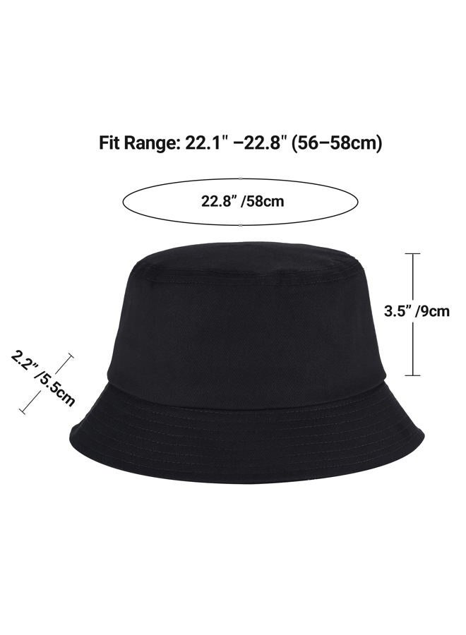 Umeepar Unisex Cotton Packable Bucket Hat Sun Hat Plain Colors for Men Women, 1 Plain Black, One size - Image 4