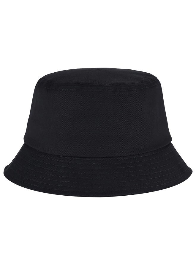 Umeepar Unisex Cotton Packable Bucket Hat Sun Hat Plain Colors for Men Women, 1 Plain Black, One size - Image 2
