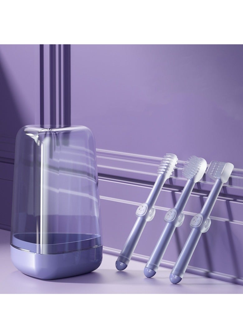 DOOKOO Baby Soft Bristle Toothbrush + Silicone Tongue Cleaner + U-Shaped Brush, 0-3 Years Infant Toddler Oral Care Toothbrush Training Teeth Brushes with Dust Cover BPA Free - Image 4