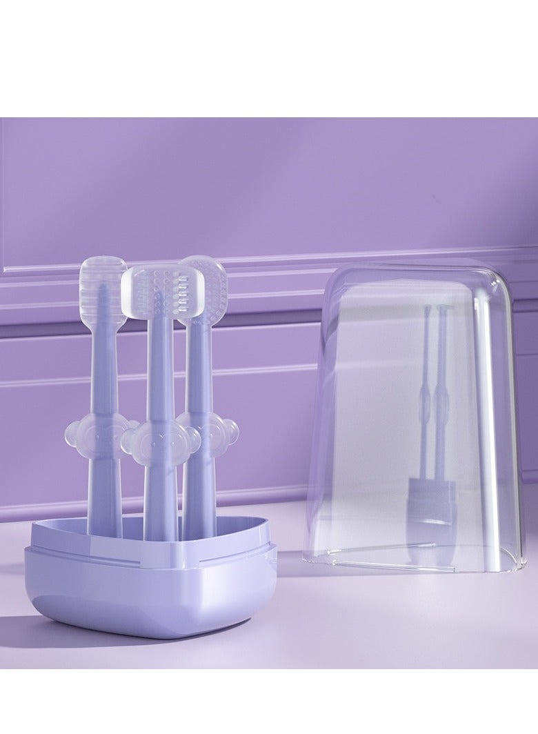 DOOKOO Baby Soft Bristle Toothbrush + Silicone Tongue Cleaner + U-Shaped Brush, 0-3 Years Infant Toddler Oral Care Toothbrush Training Teeth Brushes with Dust Cover BPA Free - Image 1