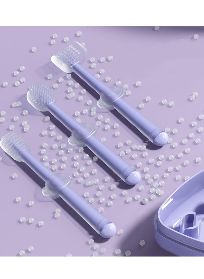 DOOKOO Baby Soft Bristle Toothbrush + Silicone Tongue Cleaner + U-Shaped Brush, 0-3 Years Infant Toddler Oral Care Toothbrush Training Teeth Brushes with Dust Cover BPA Free - Image 3