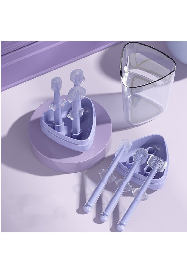 DOOKOO Baby Soft Bristle Toothbrush + Silicone Tongue Cleaner + U-Shaped Brush, 0-3 Years Infant Toddler Oral Care Toothbrush Training Teeth Brushes with Dust Cover BPA Free - Image 2