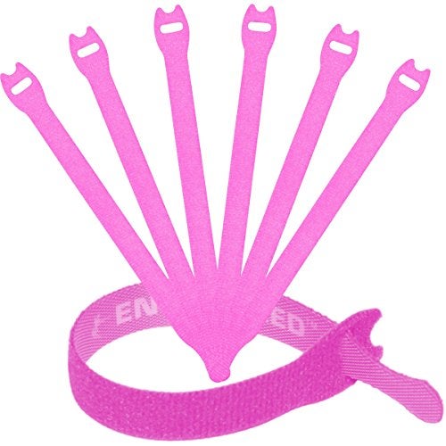 ENVISIONED Reusable Cable Ties 1/2" x 8" for Cable Management and Organizing Cords - 30 Pack Bundled with 2 Bonus Cinch Straps (Pink) - Image 1