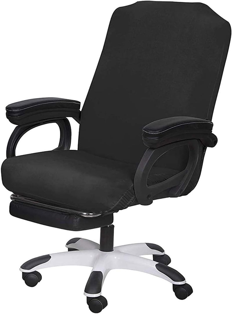 SARAFLORA Office Chair Cover- Large, Black- Removable Computer Cover for with Zipper Universal Rotating Desk High Back Seat Washable Protector Pets - Image 1