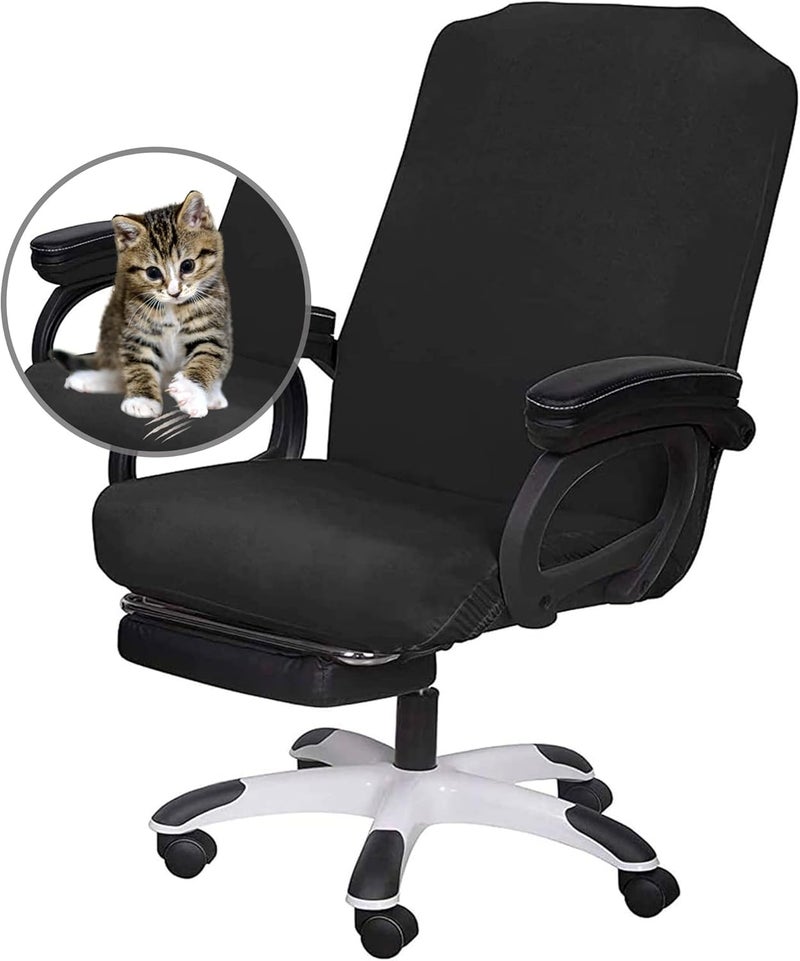 SARAFLORA Office Chair Cover- Large, Black- Removable Computer Cover for with Zipper Universal Rotating Desk High Back Seat Washable Protector Pets - Image 2