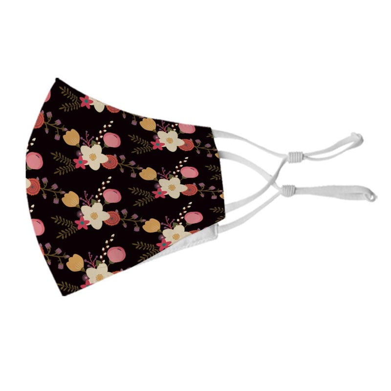 Crazyify Crazyify Floral Print Face Mask Face Mask Set of 3 For WomenMen with Adjustable Earloop Two Layer Soft Printed Canvas Fabric with HD Print Washable Resuable  - Image 2