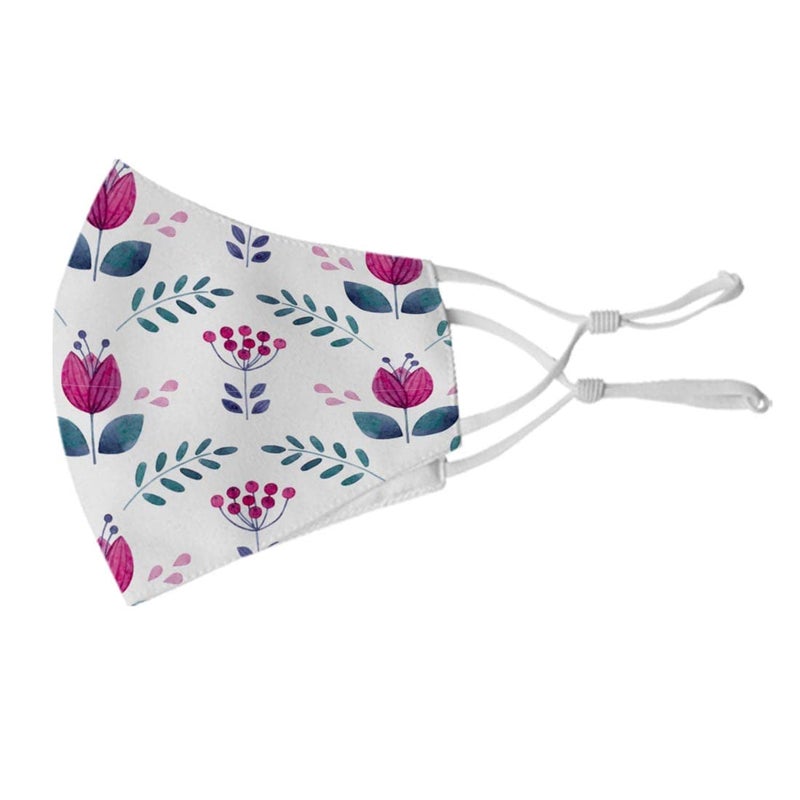 Crazyify Crazyify Floral Print Face Mask Face Mask Set of 3 For WomenMen with Adjustable Earloop Two Layer Soft Printed Canvas Fabric with HD Print Washable Resuable  - Image 4