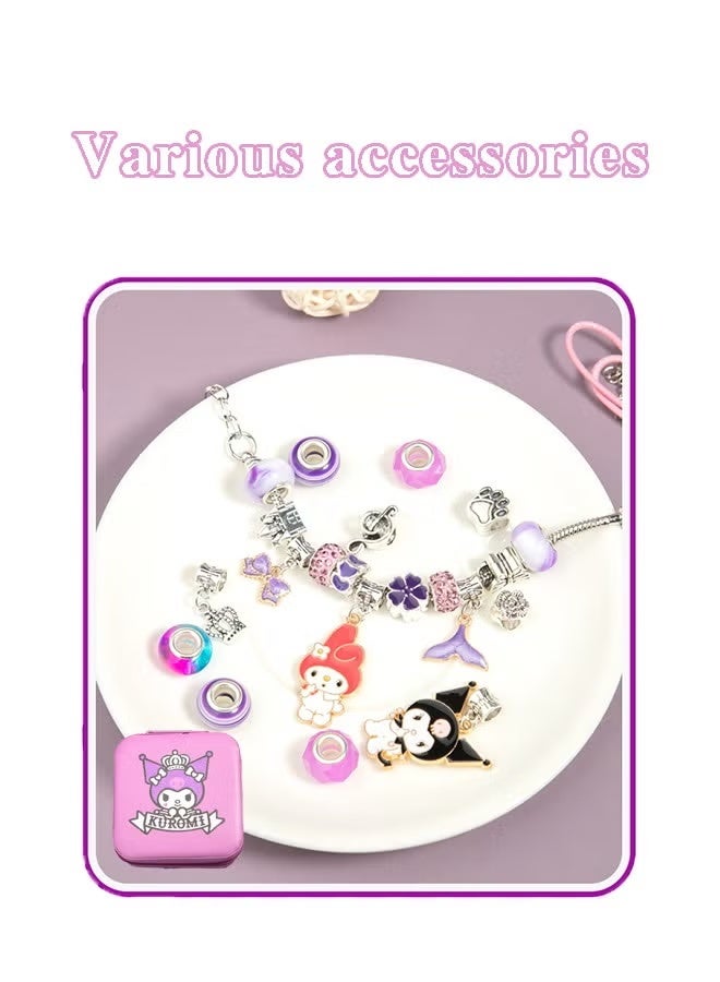 36PCS Charm Bracelet Making Kit, Girls Beads for Jewelry Making Kit, with Jewelry Box, for DIY Craft Jewelry Gift, For 7-14 Year Old Girl（Purple） - Image 3