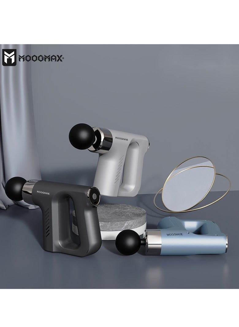 MOOGMAX - Muscle massage gun device with five speeds and four multi-heads with a strong and safe battery. Helps relax muscles. silver - Image 1