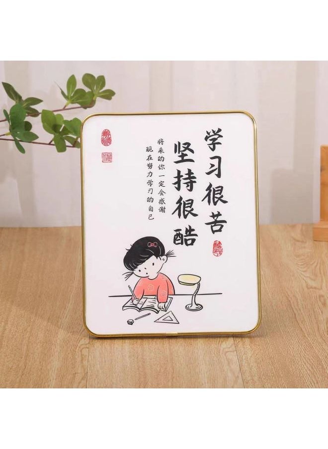 Generic - It's Hard To Learn, Stick To Cool Ornaments, Students' Desks, Photo Frames, Tables, Inspirational Hanging Pictures, Learning Motto, Calligraphy-Color:Learn Hard Work- 10inch [20*25cm] - Image 1