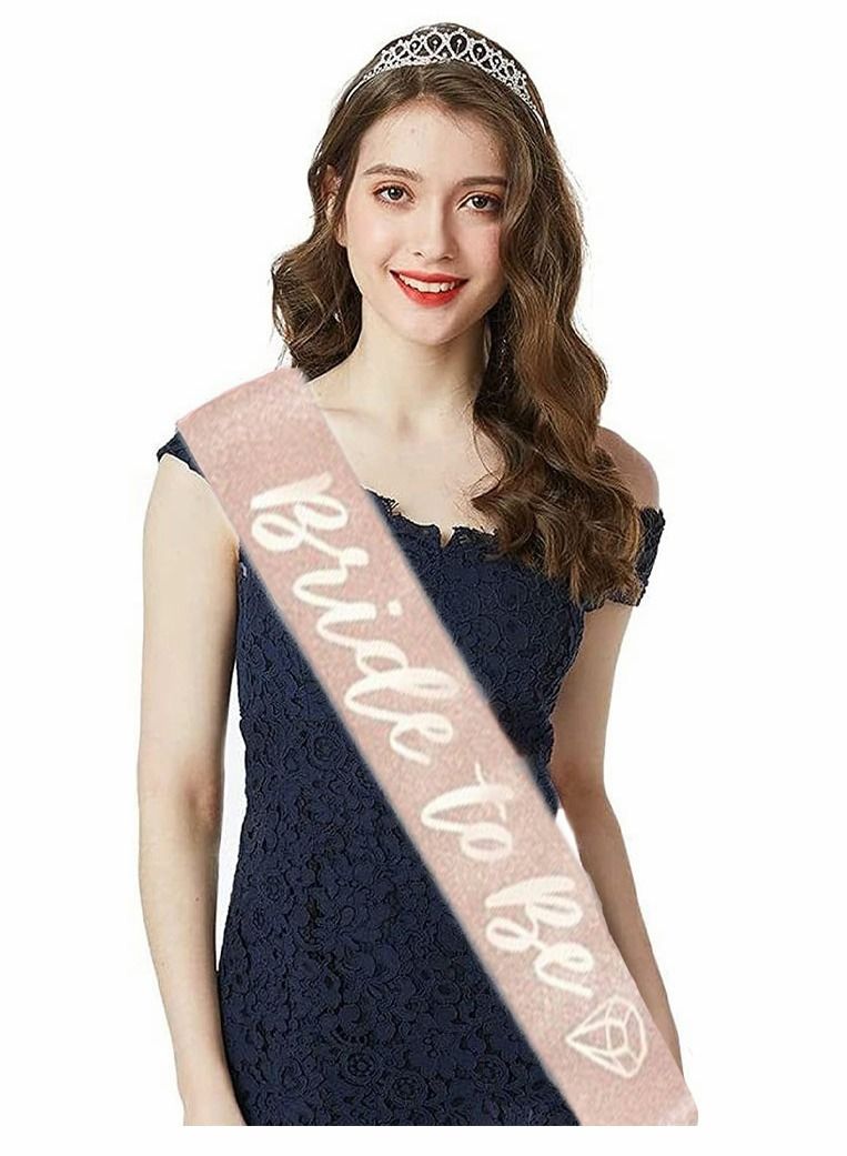 3 Pack Bride to Be Sash Set with Headband Tiara and Shoulder Length Veil Bachelorette Party Supplies Bridal Shower Decoration Accessories - view 5