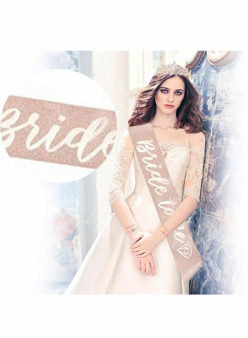 3 Pack Bride to Be Sash Set with Headband Tiara and Shoulder Length Veil Bachelorette Party Supplies Bridal Shower Decoration Accessories - view 2