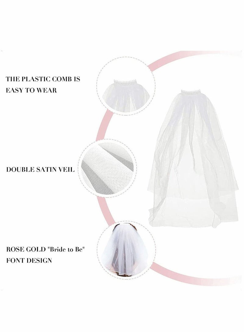 3 Pack Bride to Be Sash Set with Headband Tiara and Shoulder Length Veil Bachelorette Party Supplies Bridal Shower Decoration Accessories - view 3