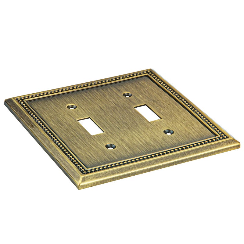 Henne Bery Sunken Pearls Heavy Duty Decorative Wall Plate Switch Plate Outlet Cover (Double Toggle, Antique Brass) - Image 2
