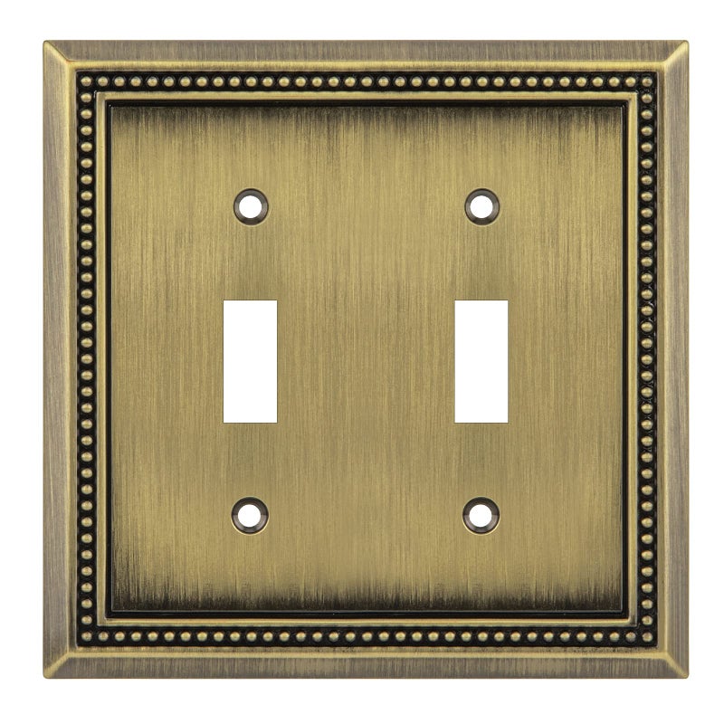 Henne Bery Sunken Pearls Heavy Duty Decorative Wall Plate Switch Plate Outlet Cover (Double Toggle, Antique Brass) - Image 1