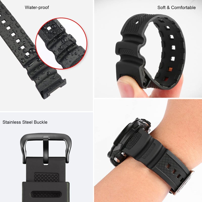 Lijinlan Men's Resin Replacement Watch Band for Casio AE-1000W AE-1200 AE-1300 AEQ-110W AQ-S800W MRW-200H SGW-300H SGW-400H W-216H W-218H W-735H Waterproof Watch Strap (Black) - Image 2