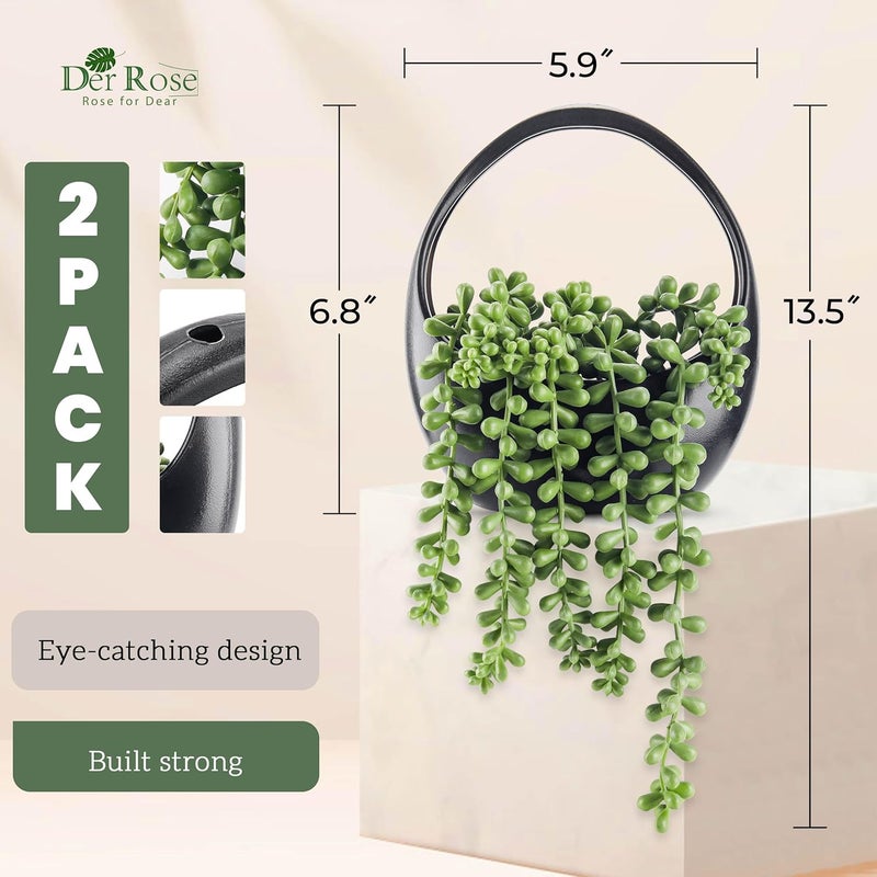 Der Rose 2 Packs Fake Hanging Plants Artificial Plants Indoor for Boho Wall Decor - Image 3