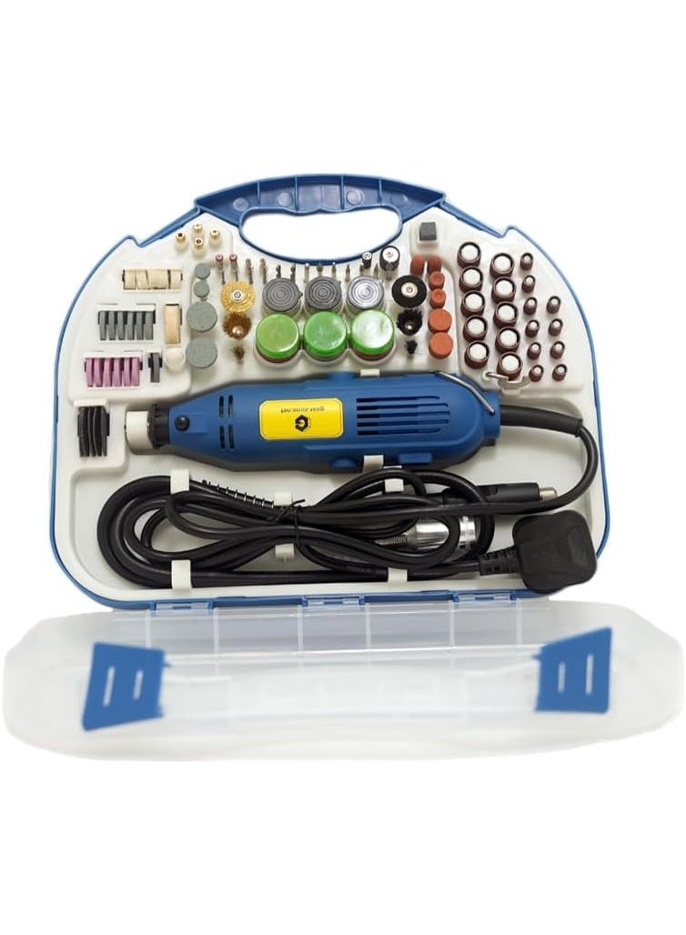 GearZone Rotary Tool Set with Keyless Chuck and Flexible Shaft - 211 Pcs Variable Accessories Variable Speed 130W Electric Drill Set for Grinding Engraving Crafting Projects and DIY Creations - Image 1