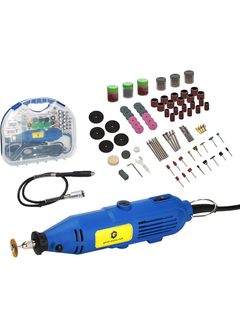 GearZone Rotary Tool Set with Keyless Chuck and Flexible Shaft - 211 Pcs Variable Accessories Variable Speed 130W Electric Drill Set for Grinding Engraving Crafting Projects and DIY Creations - Image 2