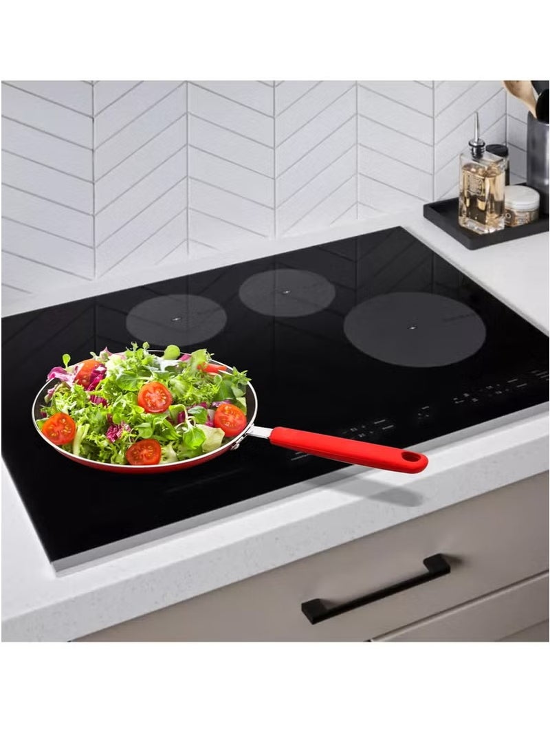 سويت هوم صينية بيتزا غير لاصقة بمقبض - فولاذ مطلي بالألمنيوم، مقرمشة بيتزا، 28 سم، أحمر/أسود - Image 5