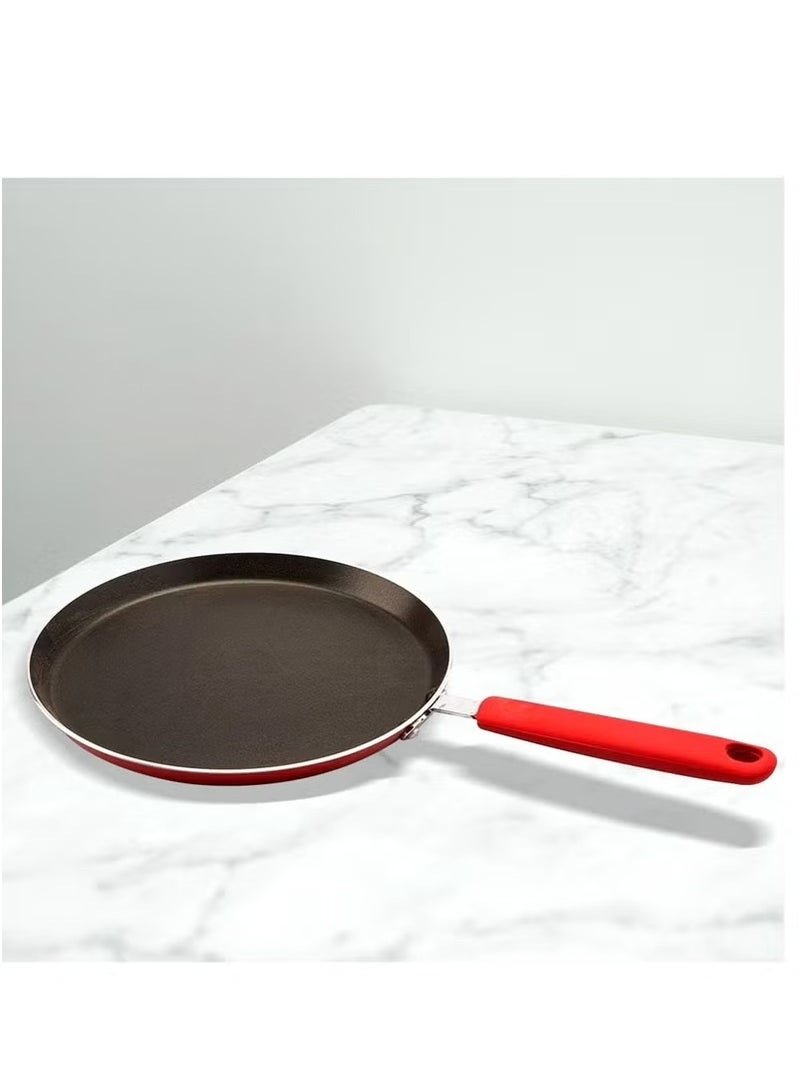 سويت هوم صينية بيتزا غير لاصقة بمقبض - فولاذ مطلي بالألمنيوم، مقرمشة بيتزا، 28 سم، أحمر/أسود - Image 3