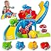 LACCHOUFEE Dinosaur Car Ramp Toy for Toddlers 13 Drop Go Ramp Racer with 4 Mini Cars Educational Toy for 1 2 Year Old Boys Girls First Birthday Gift - Image 3