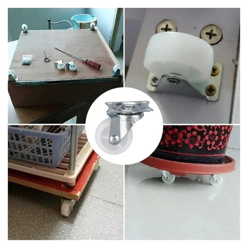 White PP Swivel Caster Wheels Set Of 4 With Two Fixed And Two Rotating Wheels - Image 4