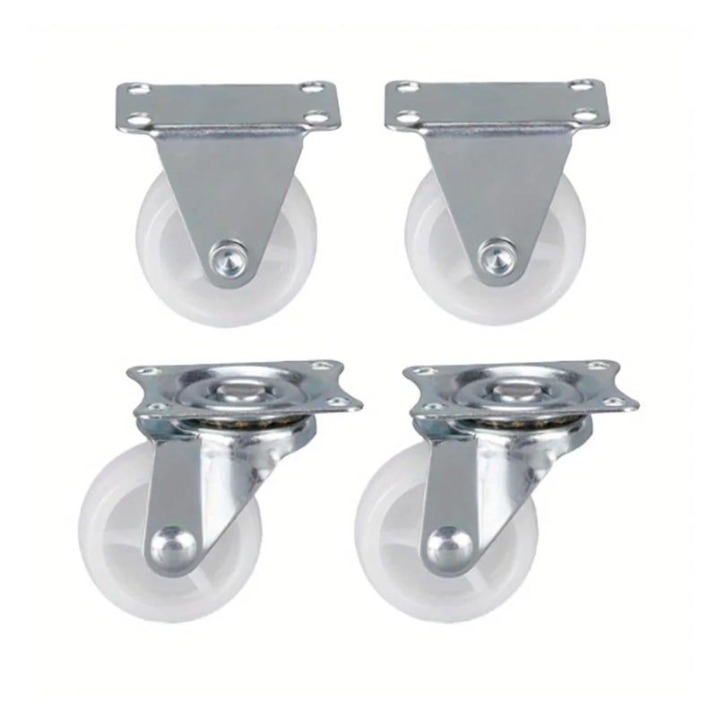 White PP Swivel Caster Wheels Set Of 4 With Two Fixed And Two Rotating Wheels - Image 2