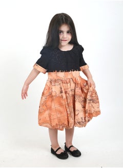 FULL JOY Baby Girls' Dress with text sleeves with elegant design, Onion-Black  - Image 4