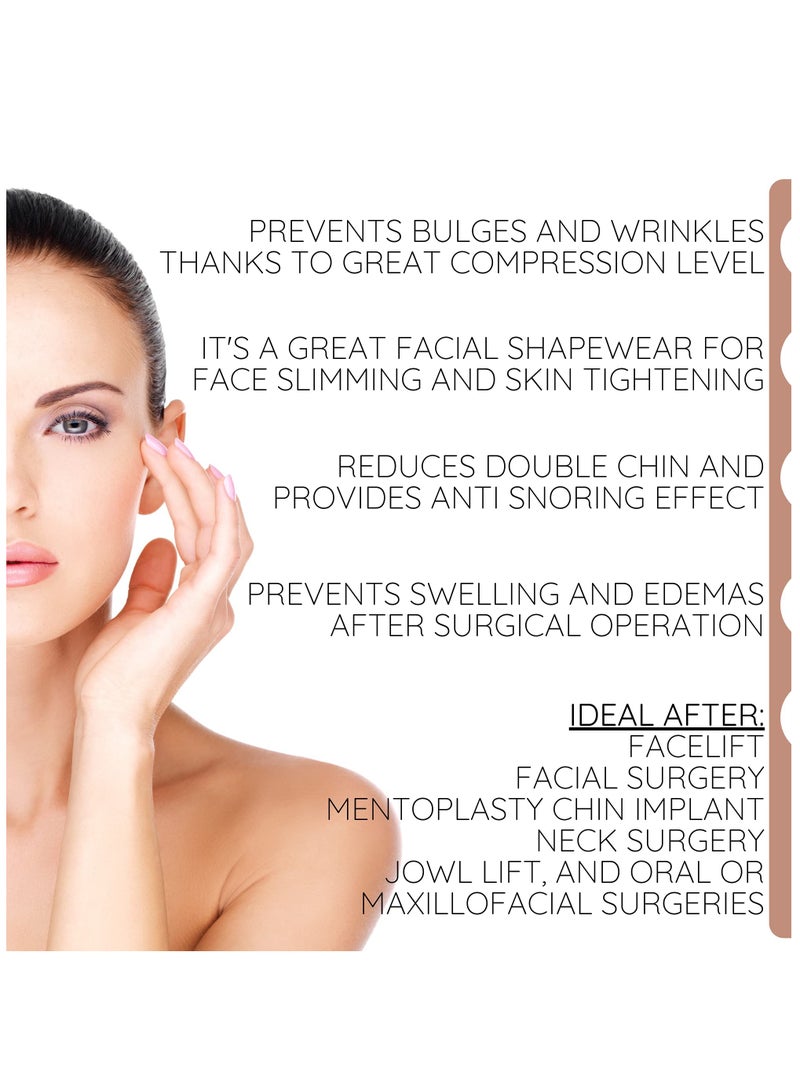 Zikra Neck and Chin Compression Strap Bandage, Face Slimming Double Chin Wrap (Medium, Beige) for Enhanced Contour and Support. - Image 4