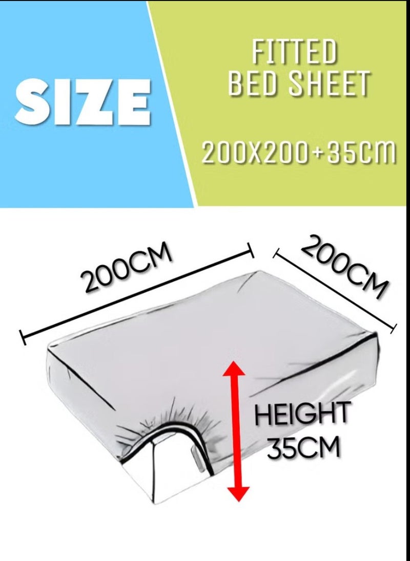 Blueberry طقم ملاءات مفروشة مخططة ملكية لون بيج من القطن 3 قطع بجيب عميق 200x200+35 سم - Image 5