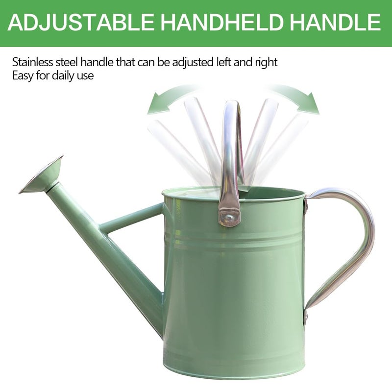 yourjoy Metal Watering Can, One Gallon Watering Cans Stainless Steel for Outdoor Indoor Garden Plants Watering (Cream Green) - Image 4