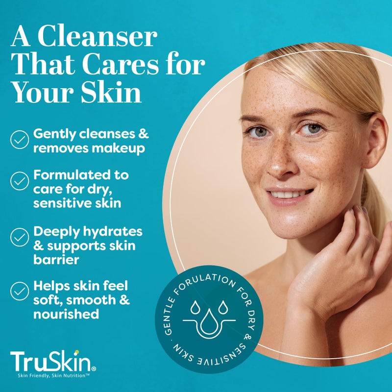 TruSkin Soothing Cleansing Milk - Gentle Facial Cleanser with Rice & Oat Milk, Hyaluronic Acid - Removes Make-Up Without Stripping Sensitive Skin - Image 3
