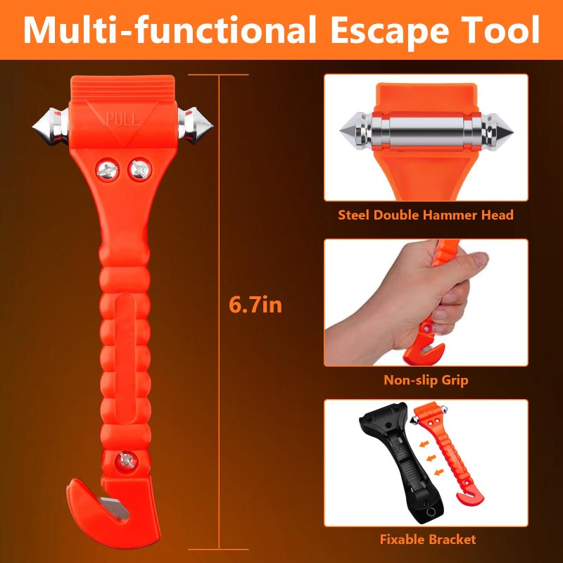 BFXM Car Window Breaker Hammer and Seat Belt Cutter 2-in-1, Emergency Escape Tool, Safety Glass Breaker, Automotive Safety Essentials and Accessories, 2 Packs - Image 2