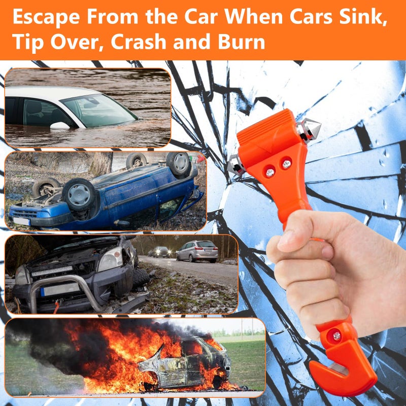 BFXM Car Window Breaker Hammer and Seat Belt Cutter 2-in-1, Emergency Escape Tool, Safety Glass Breaker, Automotive Safety Essentials and Accessories, 2 Packs - Image 4