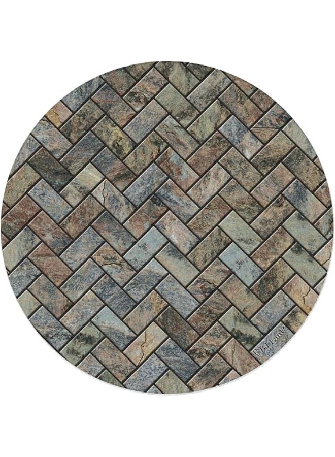 Thirstystone Stone Herringbone Pattern Natural Sandstone Coaster 4 Pack Eco-Friendly, Absorbent, Easily Wipes Clean - Image 1