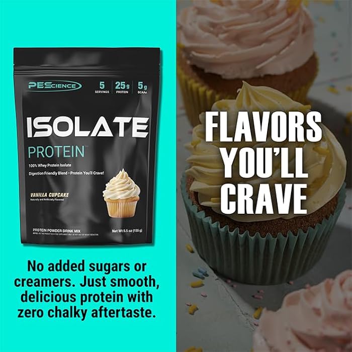 PEScience Whey Protein Isolate, Clean Protein Powder for Women and Men, Low Carb, Gluten Free, Fast Absorbing Post Workout Shake, Vanilla Cupcake, 5 Servings - Image 3