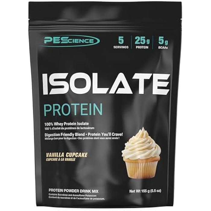 PEScience Whey Protein Isolate, Clean Protein Powder for Women and Men, Low Carb, Gluten Free, Fast Absorbing Post Workout Shake, Vanilla Cupcake, 5 Servings - Image 1