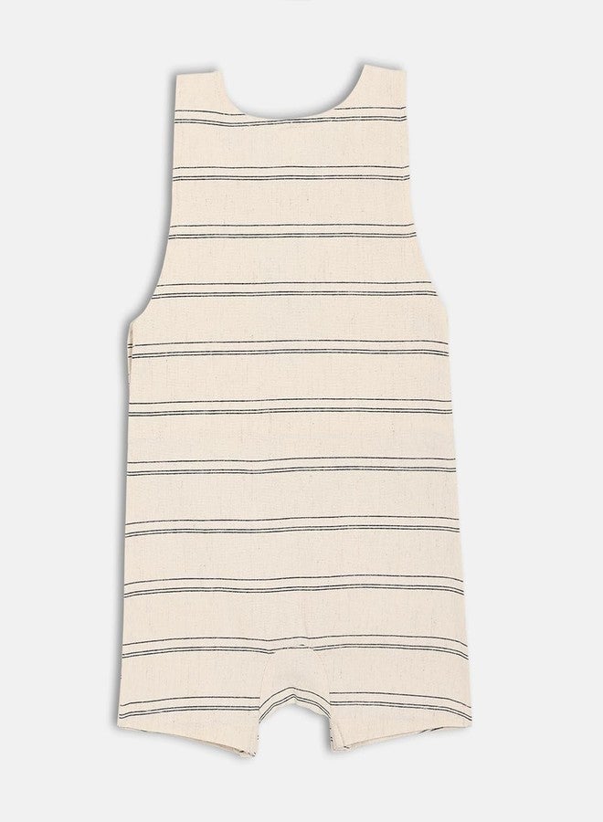 miniklub Cotton Half Sleeves Striped Dungaree With Tee - (0-3M) - Image 5